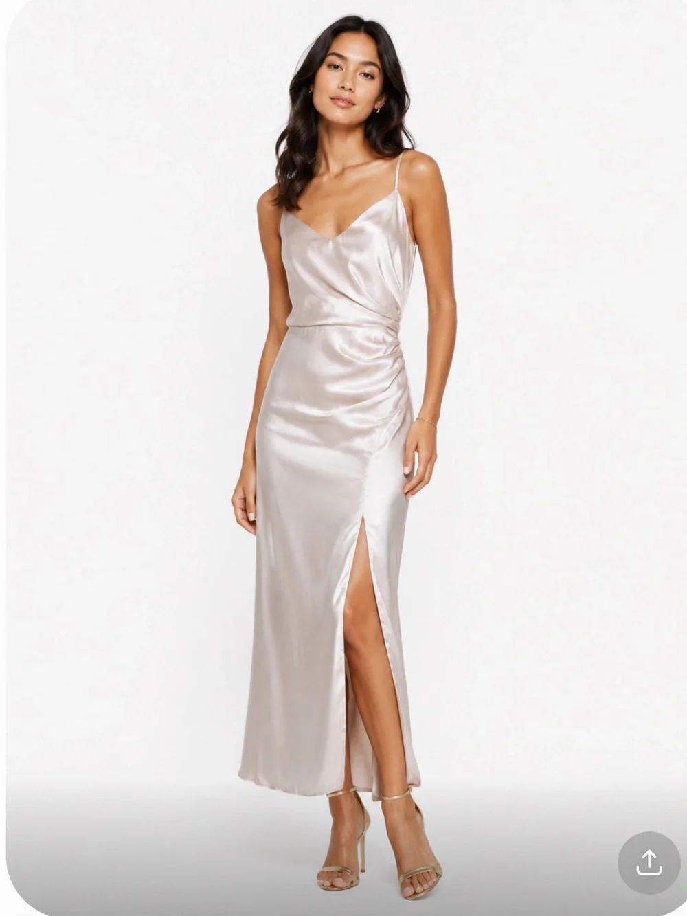 BRIDESMAID Champagne Satin Wedding Dress Label Size Small